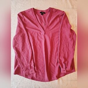 Dalia Pink Blouse, Size Large, NWOT, V-Neck, Long Sleeves